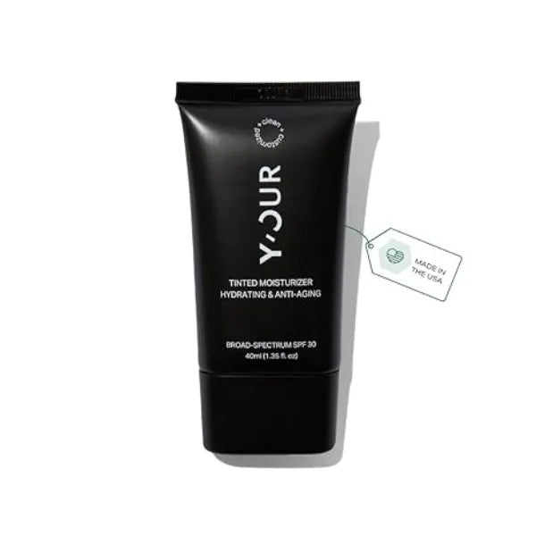 Y’OUR Tinted Moisturizer Hydrating & Anti Aging Tinted SPF 30, UV Protection Makeup Sheer to Medium, Buildable Coverage Oil Free for Dry, Oily & Combination Skin. Made in USA