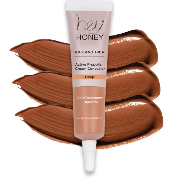 Hey Honey Skincare Trick & Treat Active Honey & Propolis Full Coverage Concealer | For Acne & Blemishes, Dark Spots, Around The Eye Dark Circles & Discoloration | 0.5 Oz.