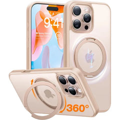 TORRAS Upgraded 360 Rotatable Magnetic Ring for iPhone 16 Pro Max & 17 Pro Max Case, Fit for MagSafe with Stand Ring Holder, Mil-Grade Shockproof Translucent for iPhone 16 Pro Max & 17 Pro Max Phone Case Ostand