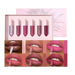 BANGFENG 6PCS Lip Oil Light Lipgloss Set, Moisturizing Hydrating Lip Glow Oil Lip Gloss Kit High Shine Lip Plumping Glass Finish Liquid Lipstick for Women