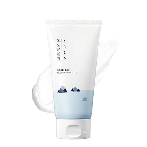 ROUND LAB 1025 Low pH Facial Cleanser for Sensitive Skin, Rich Soft Bubbles for Deep Cleansing and Makeup Removal, Hydrating Face Wash with Deep Sea Water, Korean Skin Care