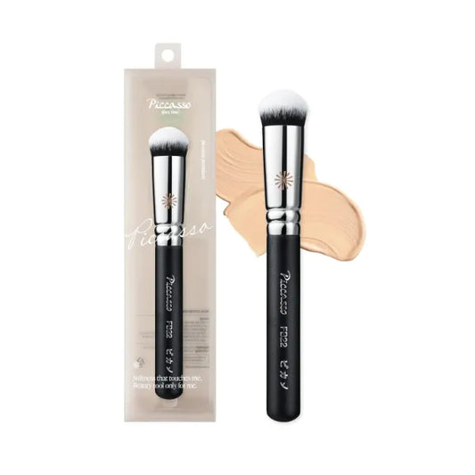 Piccasso Professional Foundation Brush Collection – Korean Makeup Tools for Liquid & Cream | Spatula, Flat, Angled & Tapping Brushes for Seamless Flawless Finish