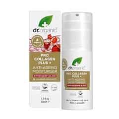 Dr. Organic Pro Collagen Plus + Anti-Ageing Moisturiser | Reduces Wrinkles, Certified Organic, Paraben & SLS-Free, 50 mL / 1.7 fl oz