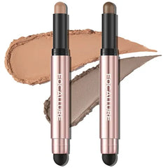 FOCALLURE 2PCS No Crease Eyeshadow Stick,Shimmer and Matte Cream Eyeshadow Pencil Crayon,Long Lasting Waterproof Eye Brightener Stick With Blending Brush