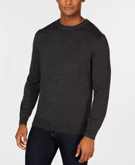 Men's Solid Crew Neck Merino Wool Blend Sweater