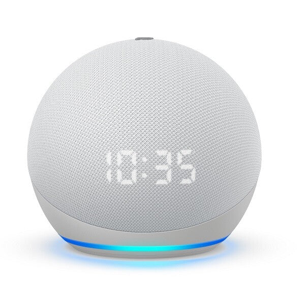 Amazon Echo Dot 4th Gen Smart Speaker With Clock Glacier White