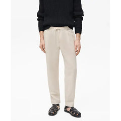 MANGO Men's EU Slim-Fit Linen-Blend Drawstring Pant