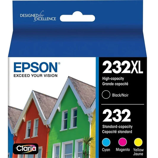 Epson Claria 232 (4 PACK) Ink Cartridge (T232XL-BCS) Black/Cyan/Magenta/Yellow