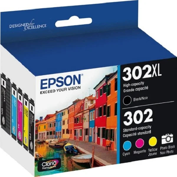 Epson 302 (5 Pack) Claria Premium Ink Cartridge (T302XL-BCS)