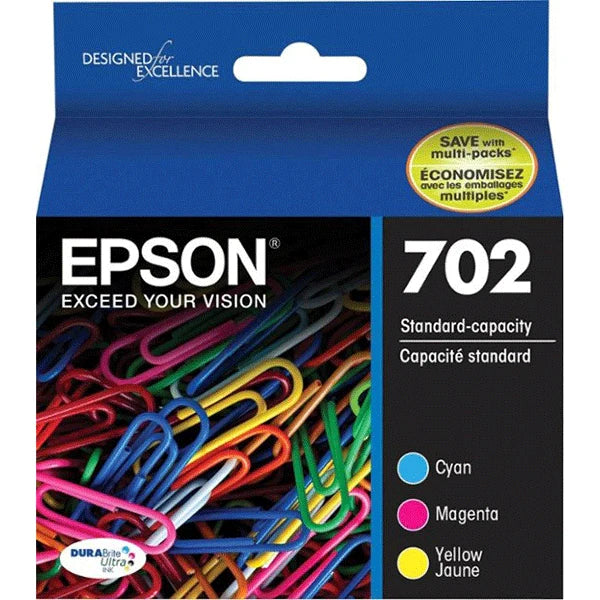 Epson 702 (3 Pack) Durabrite Ultra Ink Cartridge (T702520-S)