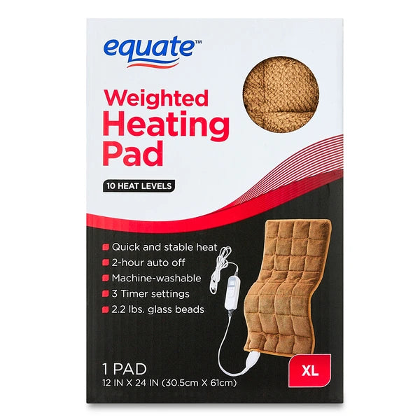 Equate PrimaLush 12” x 24” Weighted Heating Pad - 10 Heat Settings for Comfort and Relief