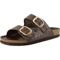 CUSHIONAIRE Lang Slip On Cork Footbed Womens Sandals - Comfortable Slides with Adjustable Buckle Flat Sandals for Women 2025