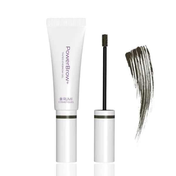 Rumi Cosmetiques PowerBrow+Tinted Eyebrow Gel For Older Women - Defines, Fills, Thickens Brows - 2-in-1 Formula - Natural Color, Quick Fixing, Long-Lasting - Hypoallergenic