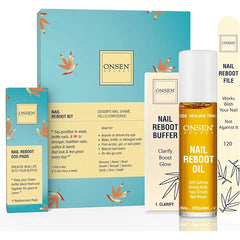 Onsen Secret Complete Nail Reboot & Care Kit – Cuticle Oil, Cuticle Serum, Nail File, 3-Way Buffer Block, Shine Kit & Hand Lotion | Professional Spa-Quality Manicure Set with Organic Ingredients