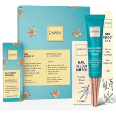 Onsen Secret Complete Nail Reboot & Care Kit – Cuticle Oil, Cuticle Serum, Nail File, 3-Way Buffer Block, Shine Kit & Hand Lotion | Professional Spa-Quality Manicure Set with Organic Ingredients