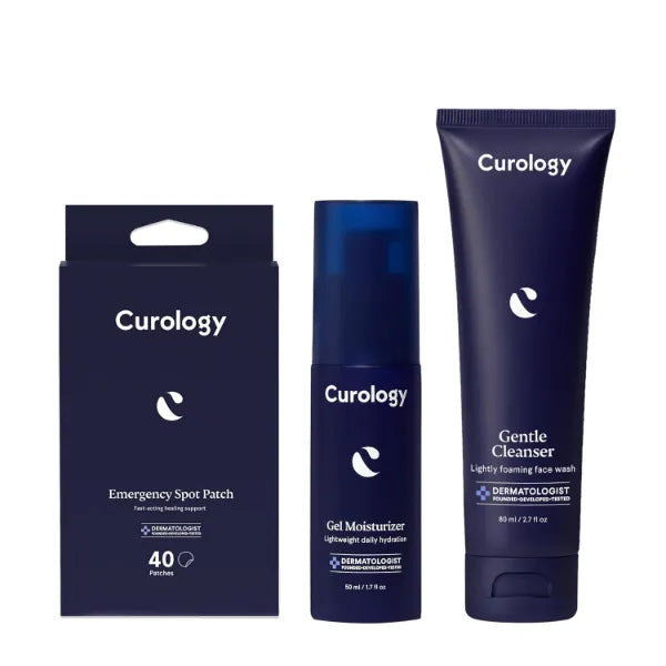 Curology Essentials Gift Set, Emergency Spot Pimple Patches for Face, Gentle Facial Cleanser, and Lightweight Gel Face Moisturizer