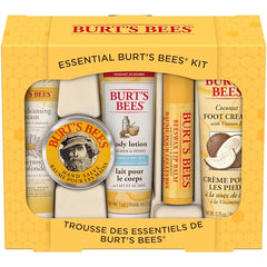 Burt's Bees Christmas Gift Set - 5 Travel Size Essentials for Skin Care | Deep Cleansing Cream, Hand Salve, Body Lotion, Foot Cream & Lip Balm | Perfect Stocking Stuffer Idea