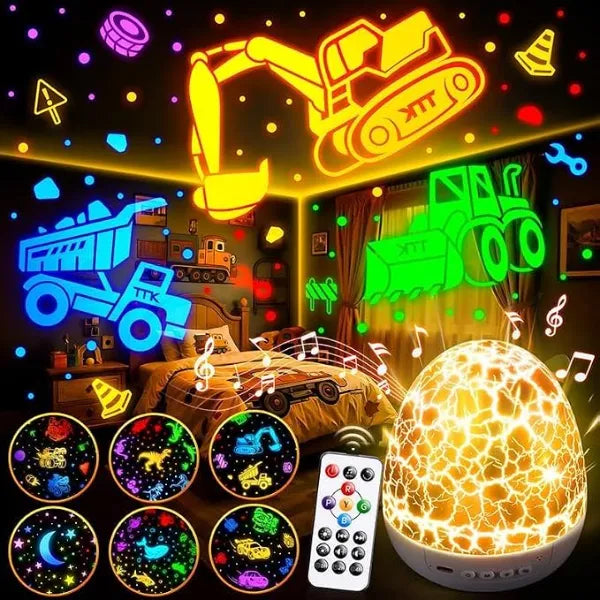 PIKOY Excavator Construction Toy Projector, 15 Sounds & 6 Films Truck Night Light