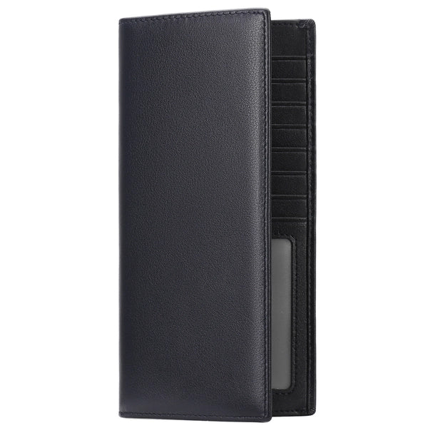 FALAN MULE Genuine Leather RFID Blocking Slim Wallet - Long Bifold Credit Card Holder for Men