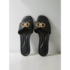 MAX FASHION Embellished Slip-On Sandals-Black