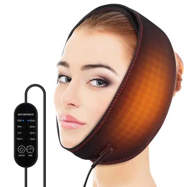 Democe Heated Face Mask - USB Face Heating Pad with 3 Heat & 4 Timer Settings for Jaw & Chin