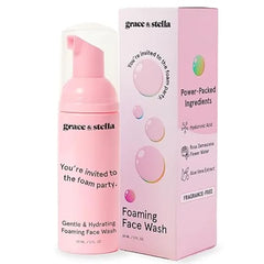 grace & stella Award Winning Hydrating Face Wash Gentle Foaming Facial Cleanser with Hyaluronic Acid, Rose Water, Aloe Vera Moisturizing Cleansing Foam for Normal to Very Dry Skin Vegan