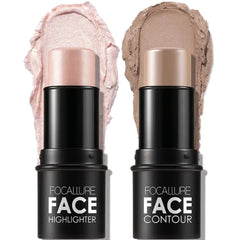 FOCALLURE 2 Pcs Mineral Cream Contour Stick,Moisturize Highlighter and Bronzer Pen,Non Stick Face Brightens & Shades Pencil, Long Lasting & Smooth Gliding Face Illuminator Makeup