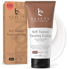 Beauty by Earth Self Tanner USA Made with Natural & Organic Ingredients Moisturizing Self Tanning Lotion with Aloe Vera & Coconut for a Natural Glow, Streak Free Fake Tan