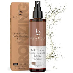 Beauty by Earth Self Tanner Spray USA Made with Natural & Organic Ingredients Fast Drying Spray Tan for Pale Skin, Non Toxic Gradual Tanning Spray, Sunless Tanning Water for Women & Men, Medium to Dark