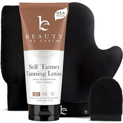 Beauty by Earth Self Tanner with Tanning Mitt USA Made Sunless Self Tanning Lotion Organic Ingredients