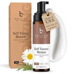 Beauty by Earth Self Tanner Mousse USA Made with Natural & Organic Ingredients Self Tanning Mousse for Dark Fake Tan, Sunless Tanner, Clear & Non Toxic Tanning Foam for Streak Free Finish & Natural Glow
