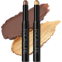 FOCALLURE 2 Pcs Cream Eyeshadow Stick,Brightener Eyeshadow Pencil Crayon,Highlighter Eye Shadow Stick Sets with Crease-proof Formula,Long Lasting Waterproof Eye Shadow Make Up