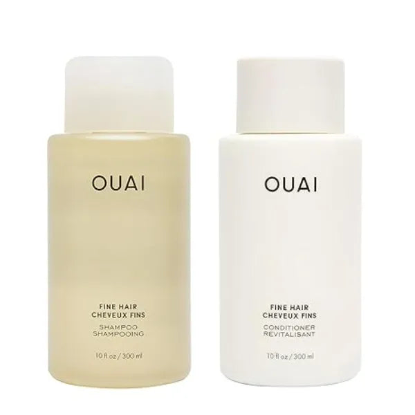 OUAI Fine Shampoo and Conditioner Set Sulfate Free Shampoo and Conditioner for Women & Men Made with Keratin, Marshmallow Root, Shea Butter & Avocado Oil Free of Parabens & Phthalates
