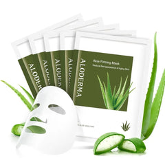 Aloderma Aloe Vera Sheet Masks 5-Pack - Hydrating, Brightening & Firming with Hyaluronic Acid & Niacinamide