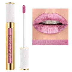 MAKI YIKA Metallic Pink Lipstick Long Lasting Hot Pink Lipsticks for Women, High Shine Glitter Lipstick No Smudge Transferproof Liquid Lip Gloss