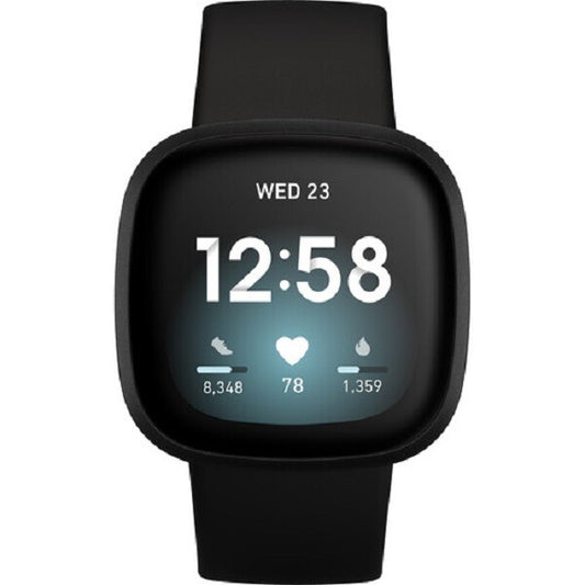 Fitbit Activity Tracker Versa 3 GPS Fitness Watch (FB511BKBK) Black Aluminum