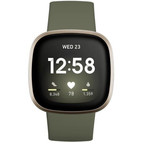 Fitbit Activity Tracker Versa 3 GPS Fitness Watch (FB511GLOL) - Olive / Soft Gold Aluminum