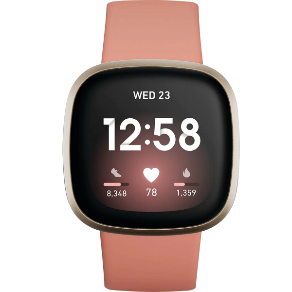 Fitbit Activity Tracker Versa 3 GPS Fitness Watch (FB511GLPK) - Pink Clay / Soft Gold Aluminum