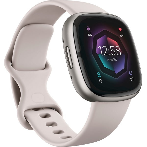 Fitbit Sense 2 Fitness Health Smartwatch (FB521SRWT-US) - Lunar White / Platinum Aluminum