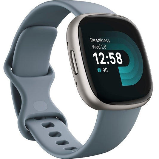 Fitbit Versa 4 Fitness SmartWatch (FB523SRAG-US) - Waterfall Blue / Platinum Aluminum