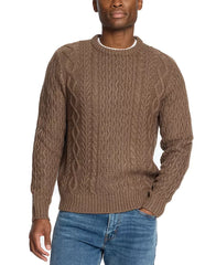 Men's Zig-Zag Cable Knit Crewneck Sweater