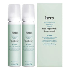 hers Hair Regrowth Treatment ,Topical Minoxidil 5% Foam for Women - Extra Strength, Supports Thicker, Fuller Hair, Non-Greasy - Unscented, 2 Pack
