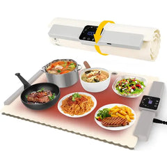 Irich Electric Food Warming Mat - 5 Temp Settings, Quick Heating with Auto-Off Timer, Portable Silicone Tray