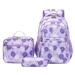 Forestfish Daisy Teen School Backpack Set with Lunch Bag – Water-Resistant, Lightweight, Large Capacity