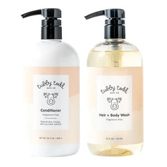 TUBBY TODD Hair Duo Baby Shampoo and Conditioner Set Gentle & Moisturizing Hair Care Hypoallergenic, Non Irritating For Newborns, Toddlers & Kids Fragrance Free