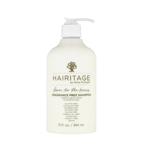 Hairitage Down to the Basics Fragrance-free Shampoo Formulated with Chamomile + Sunflower Seed Oil - Ultra-Mild + Moisture Rich - For Sensitive Scalps - No Artificial Perfumes, 13 oz