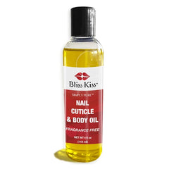 Bliss Kiss Simply Pure Hydrating Nail & Cuticle Oil 4 oz – Jojoba & Vitamin E Body Oil for Dry Skin, Hands, Feet & Elbows – Strengthens Nails, Softens Cuticles