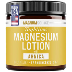 Magnum Solace Nighttime Magnesium Lotion with MSM & Arnica Highly Concentrated Magnesium for Muscles & Joints Apply to Legs or Feet Before Bed Skin Friendly