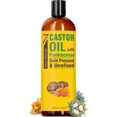 Seven Minerals Cold Pressed Castor Oil, 16 fl oz Bottle - Unrefined & Hexane Free - Hair Growth, Thicker Eyelashes & Eyebrows, Dry Skin Care, Joint and Muscle Relief (Pack of 1)