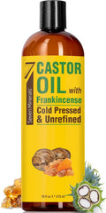 Seven Minerals Cold Pressed Castor Oil, 16 fl oz Bottle - Unrefined & Hexane Free - Hair Growth, Thicker Eyelashes & Eyebrows, Dry Skin Care, Joint and Muscle Relief (Pack of 1)